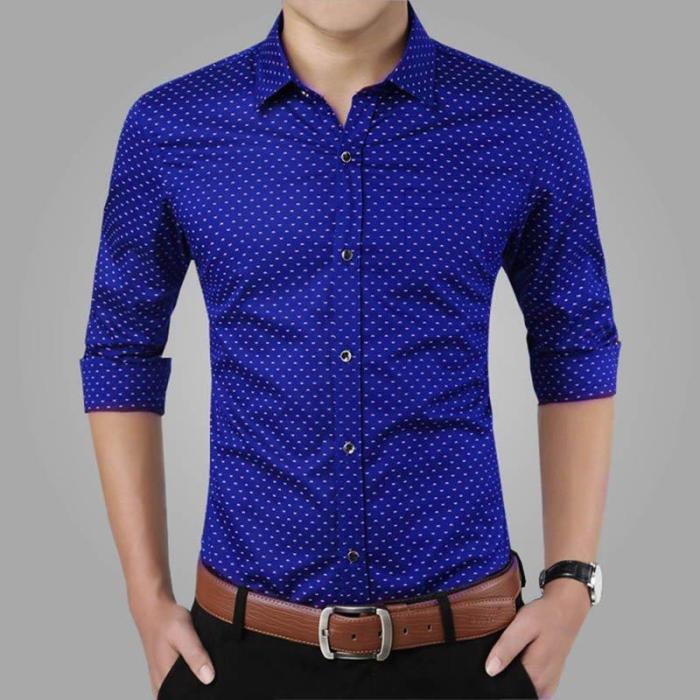 Men's slim fit light blue dress shirt