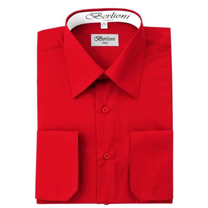 Dark red dress shirt men