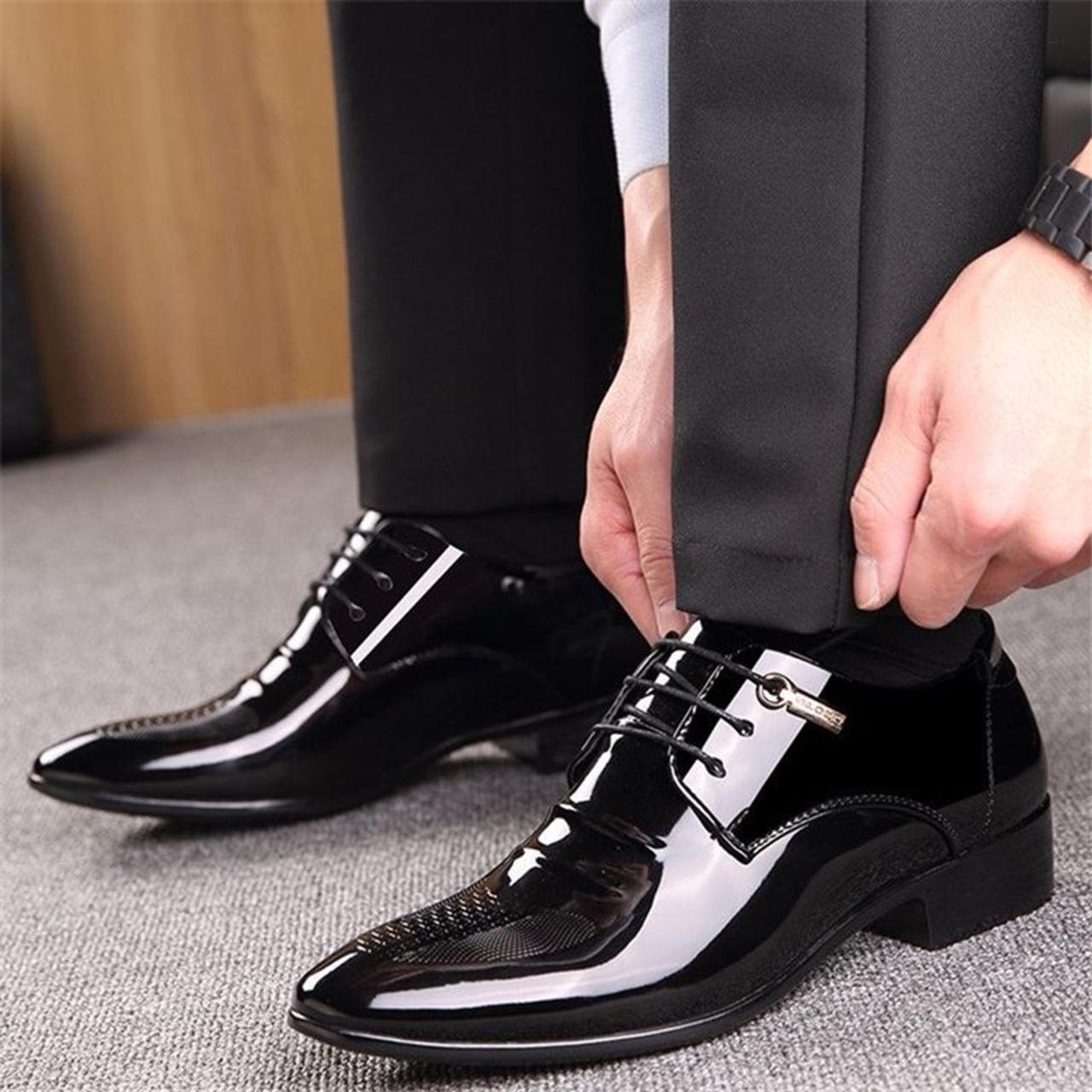 Stylish men's black dress shoes