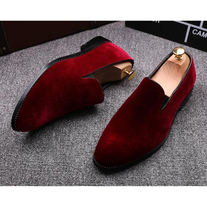 Red and white dress shoes for men